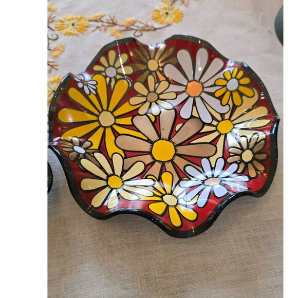 2 Vintage Houze Art Glass Ruffle Trinket Dishes - Picture 5 of 5